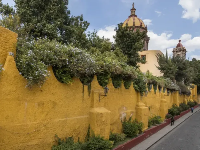 Framed Print : Mexico, San Miguel de Allende. Yellow wall outside church Framed Print : Mexico, San Miguel de Allende. Yellow wall outside church