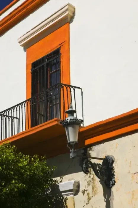 Framed Print : Mexico, Sinaloa State, Mazatlan. Old Mazatlan- Building Detail