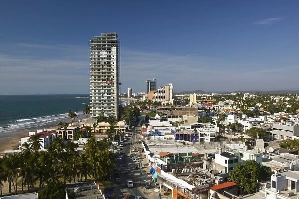Mexico, Sinaloa State, Mazatlan. Zona Dorada  /  Golden Hotel Zone-Hotels and Playa