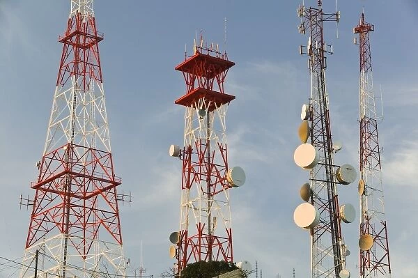 Mexico, Sinaloa State, Mazatlan. Cerro de la Neveria Hill Communication Antennas