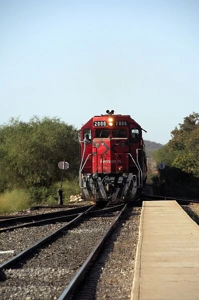 Mexico, State of Sinaloa, Copper Canyon. Copper Canyon (aka Chepe) train station at El Fuerte