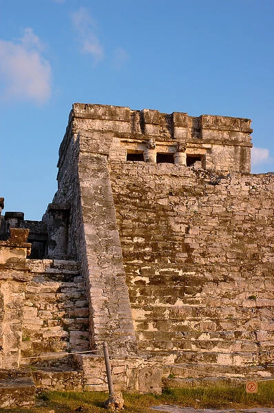 06. Mexico, Tulum ruins with sun setting on buildings