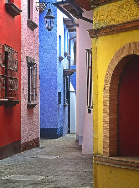 Mexico, Veracruz State. Colorful colonial architecture