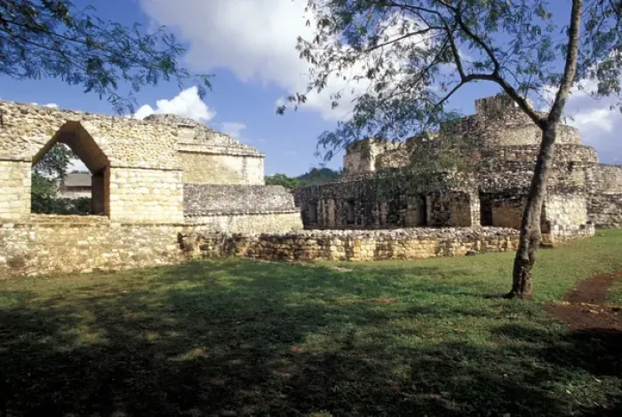 Framed Print : Mexico, Yucatan. Arch and defensive structures; Ek Balam ruins, Maya Civilization