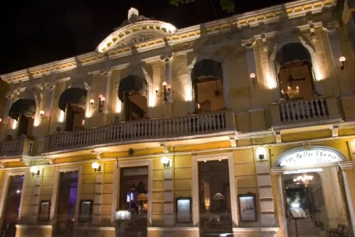 Framed Print : Mexico, Yucatan, Merida, facade of restaurant at night Framed Print : Mexico, Yucatan, Merida, facade of restaurant at night