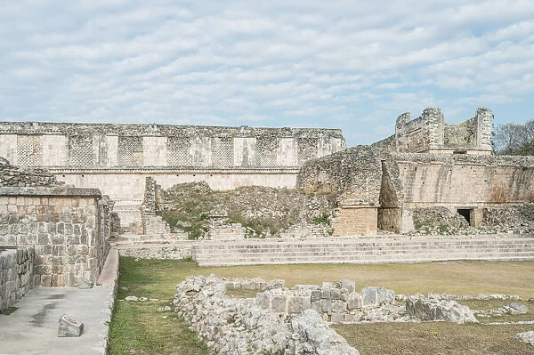 Mexico, Yucatan. Uxmal Ruins, Nunnery Quadrangle, believed to be constructed in the 9th