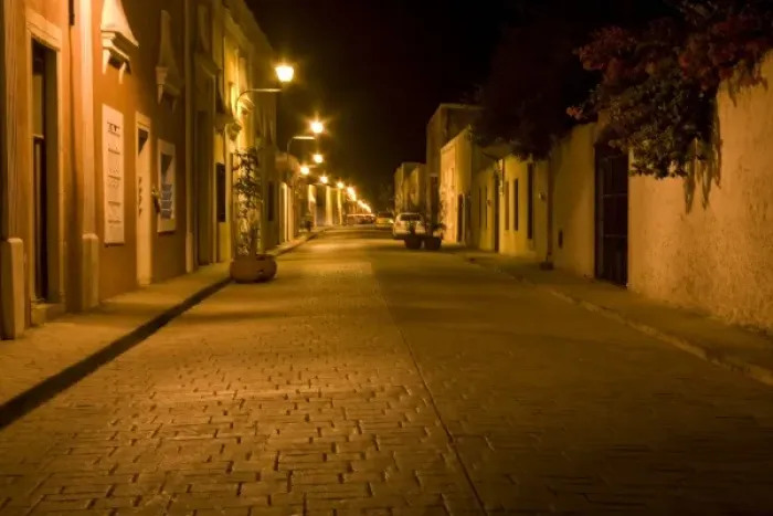 Framed Print : Mexico, Yucatan, Valladolid. Street scene at night in the town of Valladolid Framed Print : Mexico, Yucatan, Valladolid. Street scene at night in the town of Valladolid