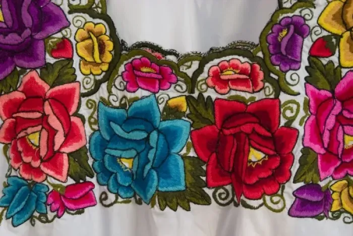 Framed Print : Mexico, Yucatan, Valladolid, traditional embroidered blouse Framed Print : Mexico, Yucatan, Valladolid, traditional embroidered blouse