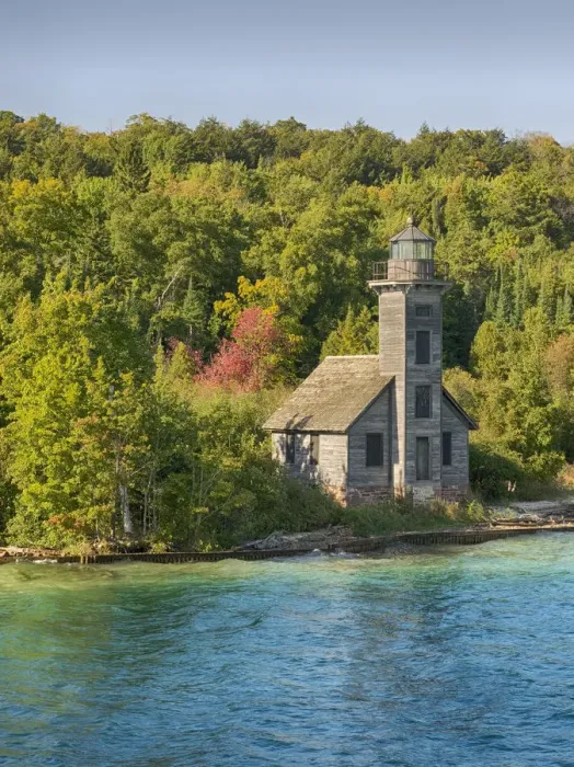 Framed Print : MI, Munising, Grand Island, East Channel Lighthouse