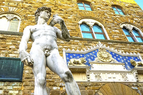 Michelangelos David replica statue, Piazza della Signoria, Palazzo Vecchio, Florence