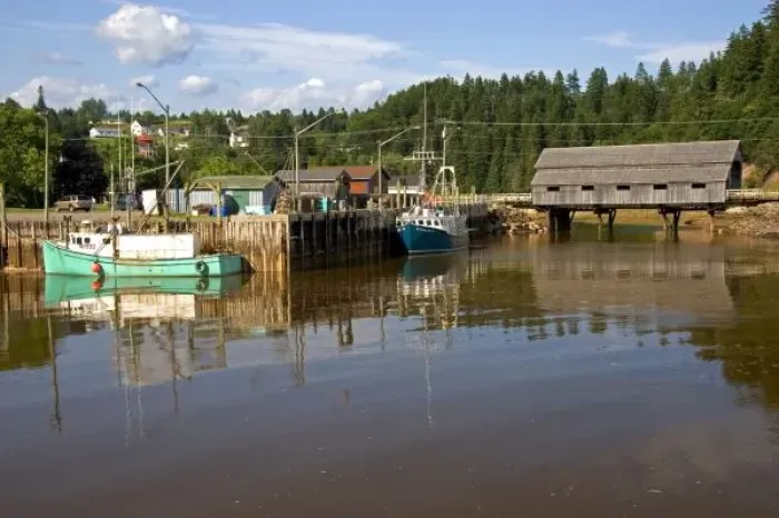Framed Print : Mid tide at the Bay of Fundy at St. Martins, New Brunswick, Canada