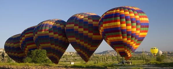 Middle East central part of Turkey in Cappadocia and hot air ballooning in the early