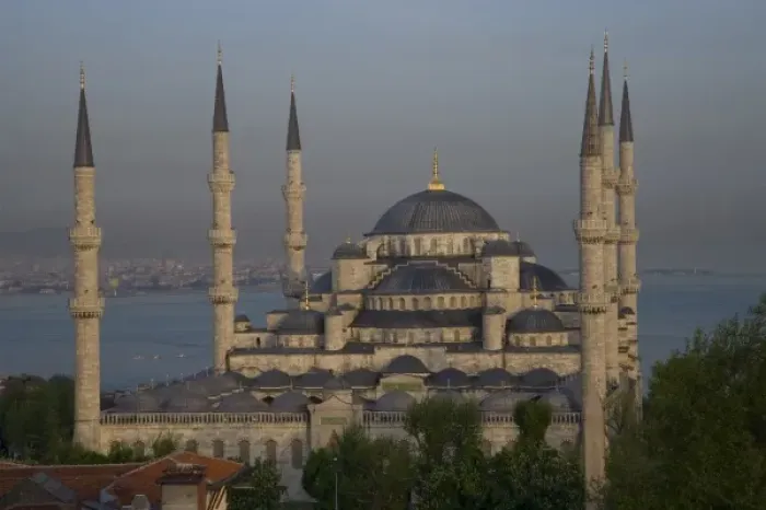 Framed Print : Middle East Turkey and city of Istanbul with the Blue Mosque in the evening light