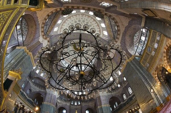 Middle East Turkey and city of Istanbul with the New Mosque by the spice market viewing