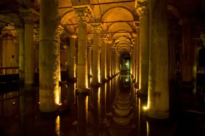 Framed Print : Middle East Turkey and city of Istanbul view of the Basilica Cistern or know as Framed Print : Middle East Turkey and city of Istanbul view of the Basilica Cistern or know as