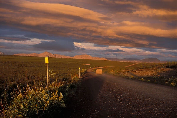 midnight sun over the Dempster highway available as Framed Prints