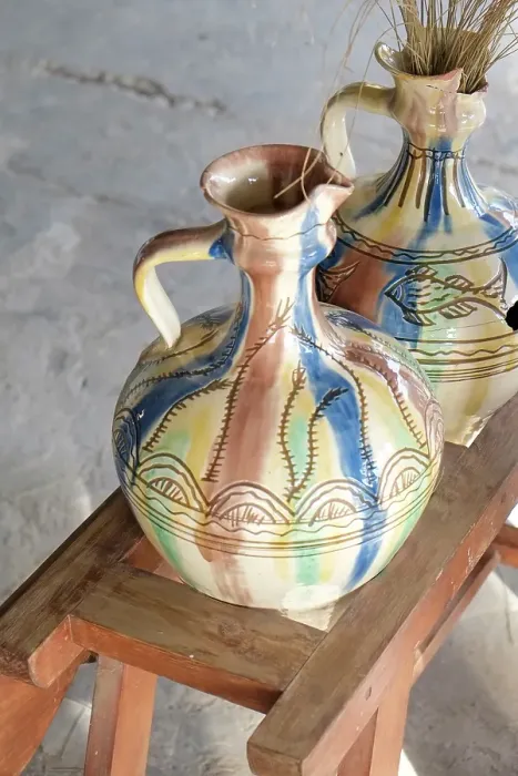 Framed Print : Mijas, Spain. Clay water jugs