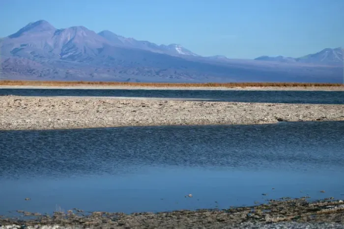 Framed Print : Eleven miles outside of San Pedro de Atacama, is Cejar, a series of three ponds located