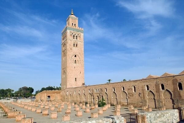Minaret of the Koutoubia Mosque (12th century), Marrakesh (Marrakech), Morocco, North Africa