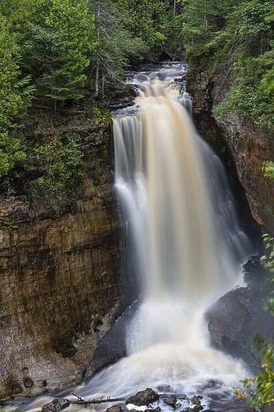 Miners Falls in fall, Pictured Rocks National Lakeshore, Alger County, Michigan