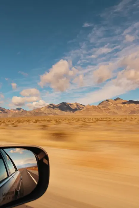 Framed Print : Side mirror view of Californian desert, near Death Valley, California, USA Framed Print : Side mirror view of Californian desert, near Death Valley, California, USA