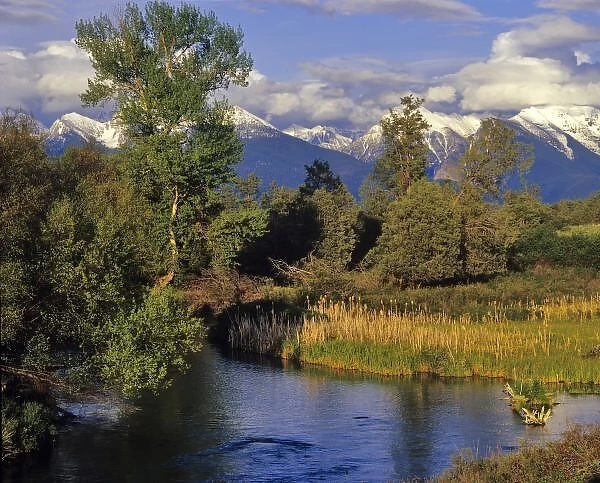 Mission Creek runs through the National Bison Range with Mission Mountains in background