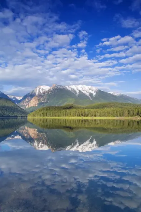 Framed Print : Mission Reservoir reflecting peaks of the Mission Mountains near St Ignatius, Montana