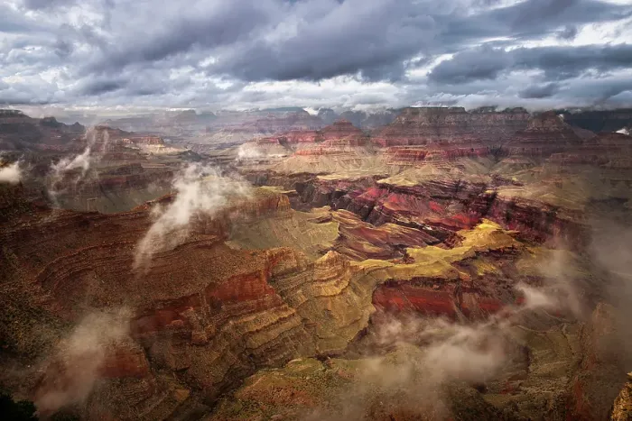 Framed Print : Mist and clouds, Grand Canyon National Park, Arizona