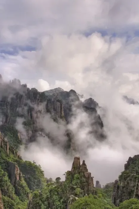 Framed Print : Mist among the peaks and valleys of Grand Canyon in West Sea, Mt. Huang Shan or Yellow Framed Print : Mist among the peaks and valleys of Grand Canyon in West Sea, Mt. Huang Shan or Yellow