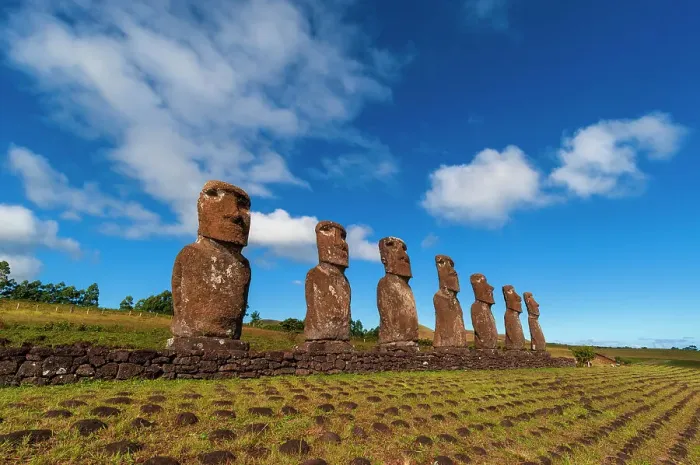 Framed Print : Moai statues of Ahu Akivi. Rapa Nui, Easter island, Chile