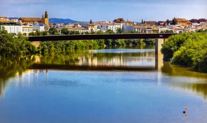 Framed Print : Modern Bridge River Guadalquivir Cordoba Spain