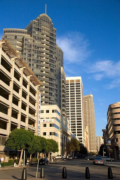 Modern office buildings in San Francisco, California. Variety of architecture styles