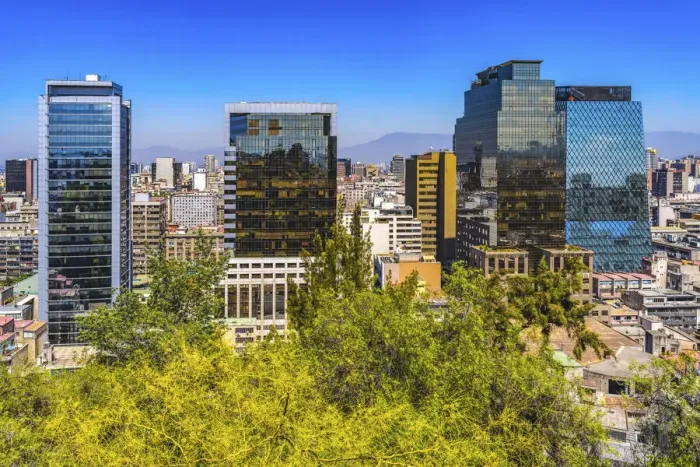 Framed Print : Modern and old buildings overview Vitacura Highway Mountains, Santiago, Chile Framed Print : Modern and old buildings overview Vitacura Highway Mountains, Santiago, Chile