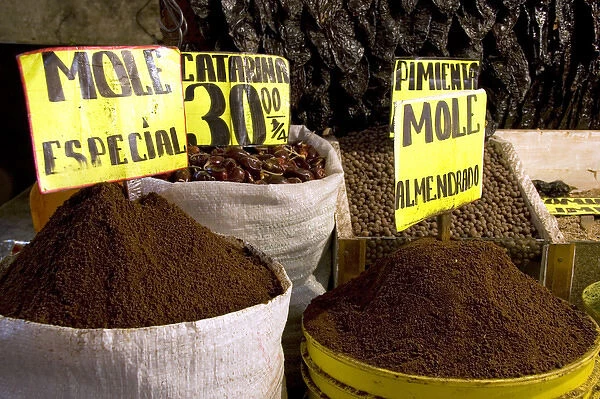 Mole in a powder form being sold at the Merced Market in Mexico City, Mexico