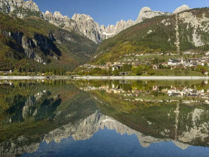Framed Print : Molveno at lake Lago di Molveno in the Dolomiti di Brenta Framed Print : Molveno at lake Lago di Molveno in the Dolomiti di Brenta