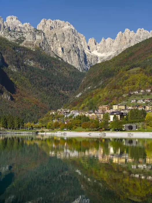 Framed Print : Molveno at lake Lago di Molveno in the Dolomiti di Brenta Framed Print : Molveno at lake Lago di Molveno in the Dolomiti di Brenta