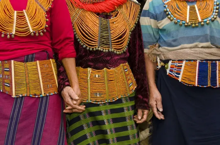 Framed Print : Mon Village Nagaland, northeast India, detail of the Deputy Queen and two friends