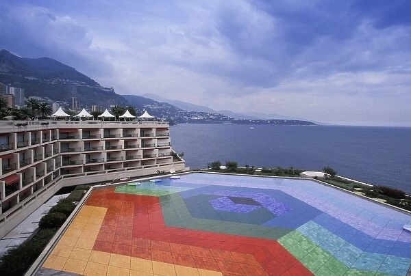 Monaco, Monte Carlo. Centre de Congress, Vassarely artwork, hexa grace
