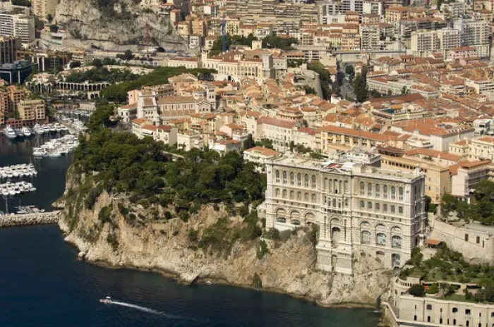 Framed Print : Monaco Oceanography Museum and Monaco, View from Helicopter, Cote d Azur, Monaco Framed Print : Monaco Oceanography Museum and Monaco, View from Helicopter, Cote d Azur, Monaco