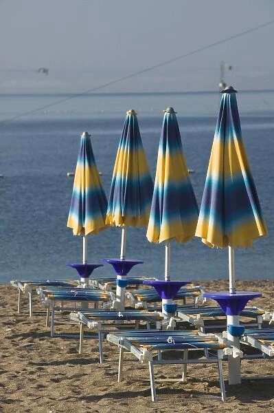 Montenegro, Becici. Becici Beach- Beach Umbrellas