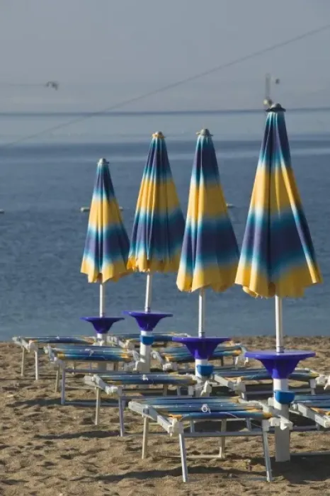 Framed Print : Montenegro, Becici. Becici Beach- Beach Umbrellas Framed Print : Montenegro, Becici. Becici Beach- Beach Umbrellas