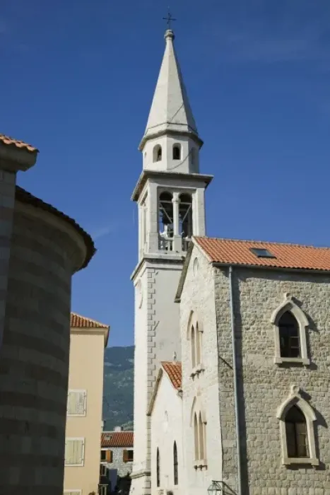 Framed Print : Montenegro, Budva. Budva Old Town  /  Stari Grad, Old Town Church