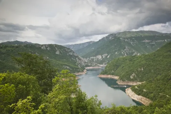 Framed Print : MONTENEGRO, Durmitor National Park. View of Lake Pivsko