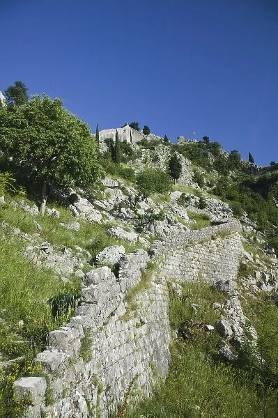 Montenegro, Kotor Bay  /  Kotor. Trail atop Kotors mountainside fortifications