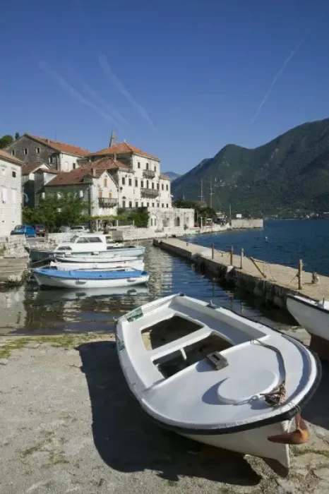 Framed Print : Montenegro, Kotor Bay  /  Perast. Perast Town View from the harbor