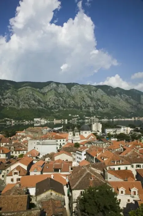 Framed Print : MONTENEGRO, Kotor. Old Town Aerial View from Mountainside Fortifications Framed Print : MONTENEGRO, Kotor. Old Town Aerial View from Mountainside Fortifications