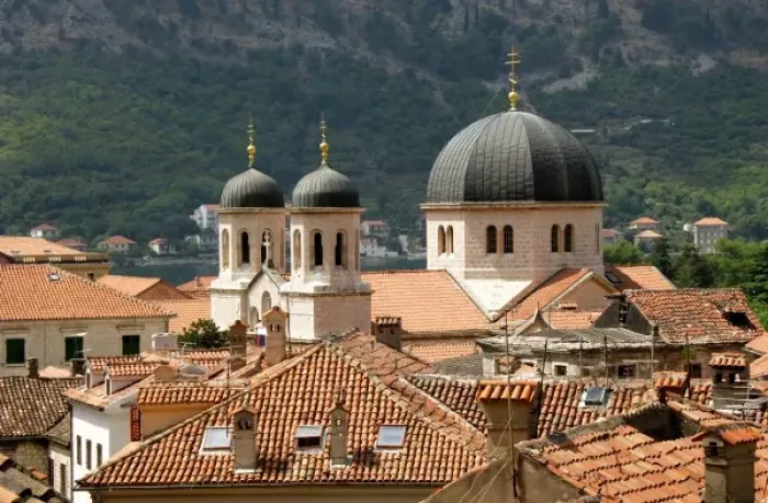 Framed Print : Montenegro, Kotor. Partial view of the city with the church of St. Nicholas. In 1979 Framed Print : Montenegro, Kotor. Partial view of the city with the church of St. Nicholas. In 1979