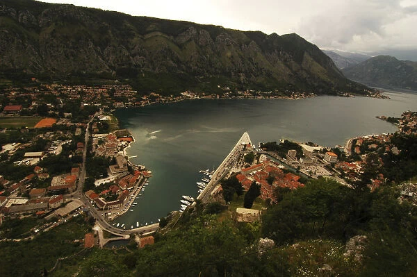 Montenegro, Kotor, small old city built on the seashore in the fjords, composed of