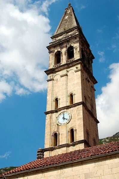 Montenegro, Perast. Saint Nicholas Church tower