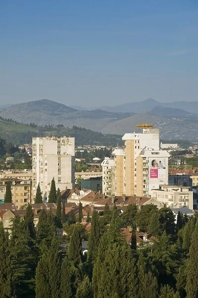 Montenegro, Podgorica. Capital of Montenegro, Morning City View from Gorica Hill